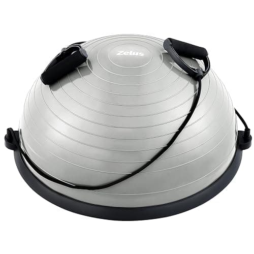 ZELUS Balance Ball Trainer with Resistance Bands and Foot Pump, Inflatable Yoga Ball for Home Gym Workouts, 23 Inch Exercise Half Ball for Balance Training Core Strength Fitness More, 330lb Cap - Image 1
