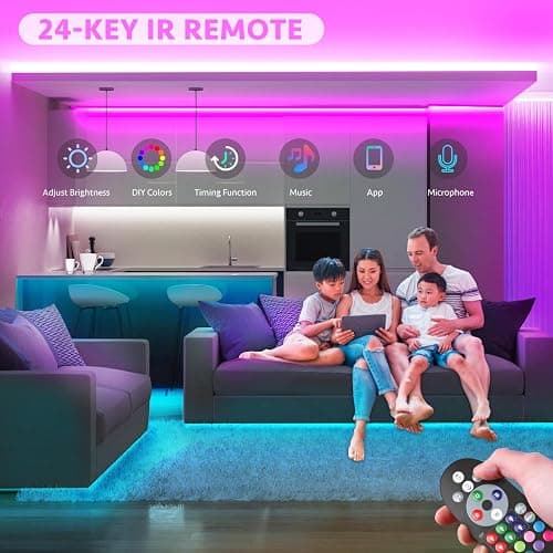 Mexllex LED Strip Lights 10M (1X10M) APP Control Colour Changing LED Lights with Remote, Music Sync Built-in Mic, SMD RGB Light Strips RGB LED Strip, Led Lights for Bedroom Home Decoration thumbnail 5