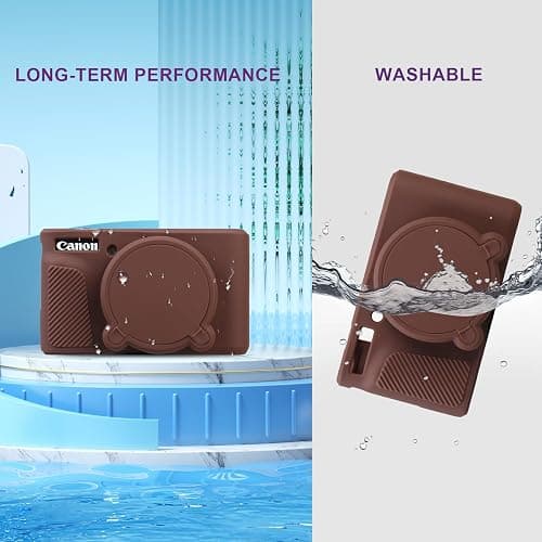 BOVKE Silicone Camera Case for Canon PowerShot SX740/ SX730 Digital Camera, SX740 Camera Case Soft Cover Rubber Camera Sleeve with Removable Lens Cover, Brown thumbnail 6