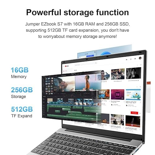 15.6 Inch Windows 11 Laptop, 6500Y Processor, 16GB RAM 256GB Storage Expandable to 512GB, FHD Display with Numpad, Office 365 Pre-Installed, Wi-Fi 5 Bluetooth 4.2, Type-C for Student & Business thumbnail 2