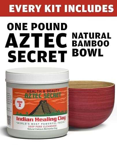 Aztec Secret Essential Indian Clay Mask Kit by Etana – 100% Natural Calcium Bentonite for Deep Pore Cleansing - Facial, Hair & Body Detox Set With Accessories - 16 Ounce (Pack of 1) thumbnail 2