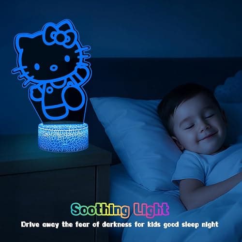 Eygerur Kitty Gifts for Girls - Kitty Night Light, 3D LED 16 Color Dimmable USB/Battery Powered Kitty Lamp with Remote Control and Smart Touch for Girls Room Decor Party Birthday Christmas thumbnail 5