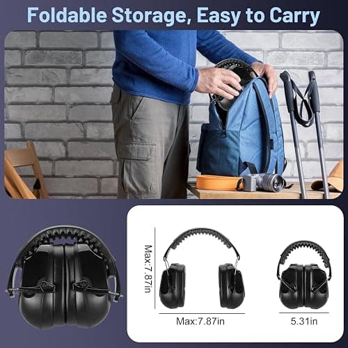 2 Pack 34dB Noise Canceling Headphones For Shooting, Hearing Protection Earmuffs, Ear Protection Headphones, Thickened Headband Ear Muffs For Noise Reduction For Shooting, Construction,Mowing thumbnail 5