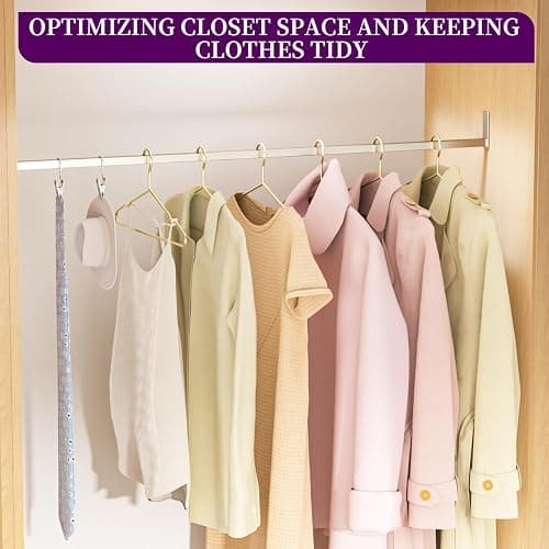 40Pack Gold Hangers + 5 Clothes Pins, Premium Glossy Gold Strong Metal Hangers, Upgraded Thickened Reinforced 50lbs Weight Capacity, Suitable for Heavy Coats, Jackets, Shirts, Dresses thumbnail 7