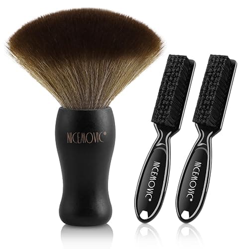 NICEMOVIC 3 IN 1 Barber Neck Duster Brush Set, Professional Barber Accessories Cleaning Supplies, Duster Nylon Brush Hair Cutting Styling Brush Tool (Black) - Image 1