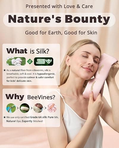 BeeVines Pure Silk 3D Sleep Mask for Women, Luxury 100% 22 Momme Mulberry Silk 3D Contoured Eye Mask for Lash Extensions, Zero Eye Pressure & Blackout Blindfold for Sleeping, with Adjustable Band thumbnail 6