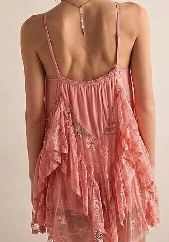 Jenkoon Womens Lace Slip Dress Sweet Summer Mini Dress with Adjustable Straps Square Neckline Slip Top thumbnail 5