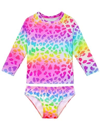 Snowheart Girls Rash Guard Sets Long Sleeves Swimsuit 2 Pieces Tankini Bathing Suit Swimwear for Girls 3-12 Years - Image 1