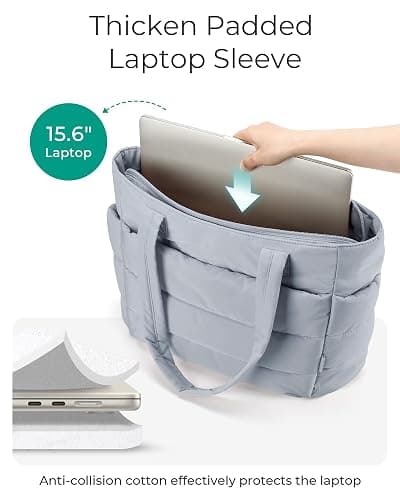 BAGSMART Tote Bag for Women, Lightweight Puffy Tote Bag with Compartments Shoulder Bag Handbag for Travel, Work, Gym thumbnail 5