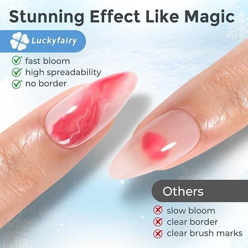Luckyfairy Blooming Gel Nail Polish Clear: 15ml Nail Blooming Gel Uv Led Blossom Nail Art Accessories Stuff for Spreading Effects, Marble Watercolor Spring Floral Print Nails Art Design Magic Gift thumbnail 6