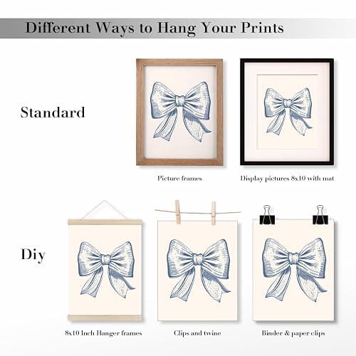 JXREQ Blue Coastal Beach Room Decor for Teen Girls College Dorm Bedroom, Preppy Coquette Coastal Granddaughter Beachy Room Nursery Wall Decor, Trendy Seashell Bow Posters Set of 4, 8x10 Unframed thumbnail 8