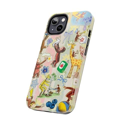Playful Curious Monkey Phone Case Compatible with iPhone 16, Protective Hybrid 2-Layer Hard Shell, Cute Curious Monkey Collection Playful George thumbnail 4