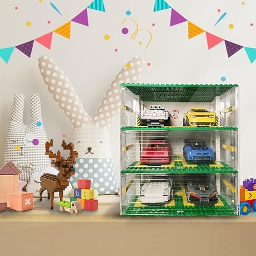 Cabeeskii Parking Garage Compatible Speed Champions Car, DIY 3-Layer Parking Display Case, 130PCS Modular Building Display Case Compatible with Sport Auto(Cars Not Included) thumbnail 4