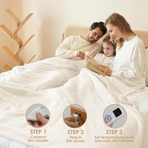 EHEYCIGA Heated Blanket Electric Blanket Throw - Heating Blanket with 9 Heating Levels & 10 Hours Auto Off, Soft Cozy Sherpa Washable Blanket with Fast Heating, 50 x 60 Inches thumbnail 7