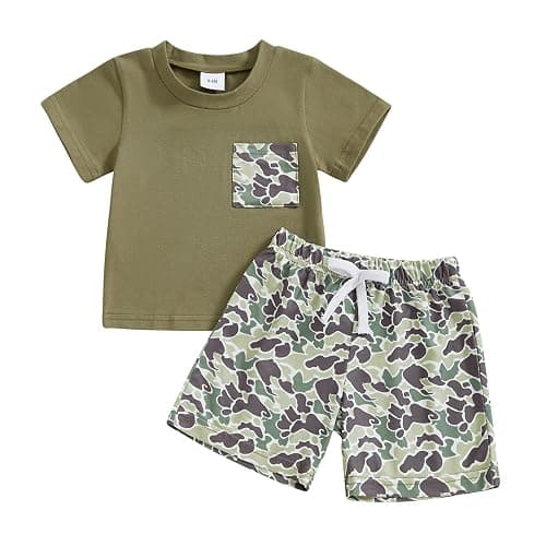 Kaipiclos Baby Boys Clothes Toddler Summer Outfits Short Sleeve Duck Print Pocket T-Shirt Tops and Shorts Farm Baby Clothes - Image 1