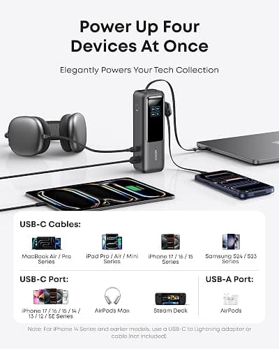 Anker Laptop Power Bank, 25,000mAh Portable Charger with Triple 100W USB-C Ports, Built-in Retractable Cables, Flight-Approved for Travel, iPhone 17/16 Series, MacBook, Samsung, and More thumbnail 5
