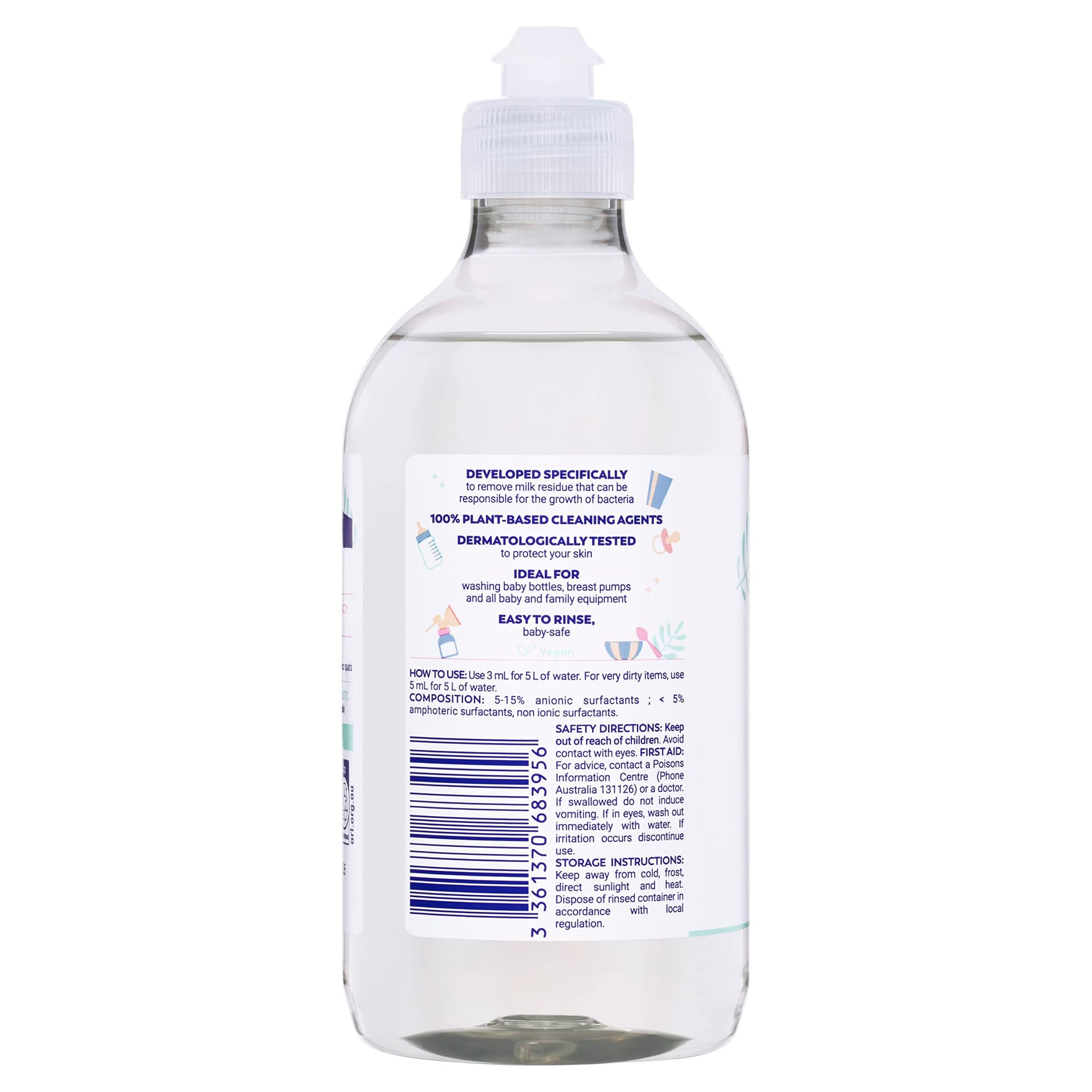 Milton Baby Bottle Cleaner ; Removes Milk Residue ; 100 Percentage Plant-based ; Australian Made ; 500ml thumbnail 2