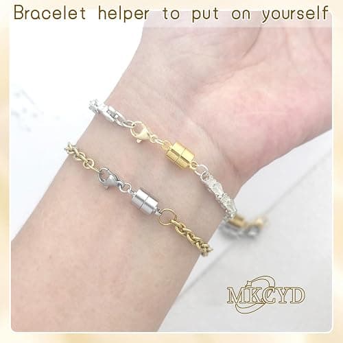 MKCYD Magnetic Necklace Clasp with Lobster Clasp,14K Gold and Silver Magnetic Jewelry Clasps for Necklace Extender Bracelet Closures thumbnail 4