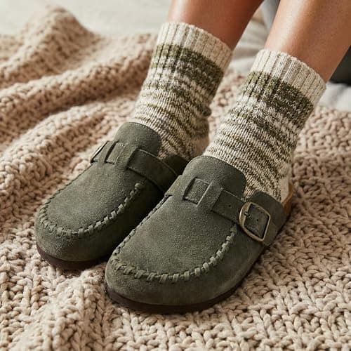 CUSHIONAIRE Canoe Genuine Suede Clogs for Women Footwear with Moc Toe Design – Casual Slip On Womens Shoes thumbnail 2