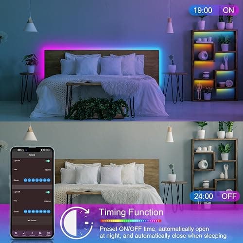 HBOWMDJIA 100ft Led Lights for Bedroom, Led Strip Lights Music Sync Corlor Changing, Led Light Strip with Remote & App Control RGB Strip, Led Lights for Room Dorm Home Classroom Ceiling Decor thumbnail 5