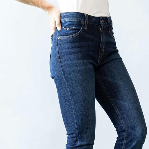 Kimes Ranch Women's Jennifer Ultra-High Rise Wide Flare Dark Wash Blue Jeans thumbnail 4