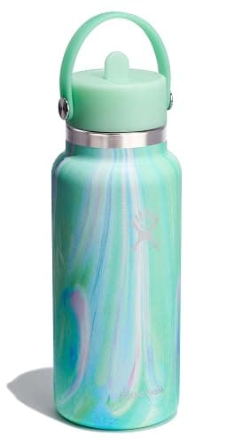 Hydro Flask Water Bottle - Insulated Stainless Steel - Wide Mouth Flex Straw Lid, Non Spill, Leakproof and Refillable in 32 Oz Jelly Green thumbnail 3