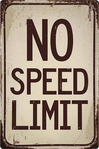 Street Signs For Bedroom Car Wall Decor Grunge Room Decor Vintage Room Decor No Speed Limit Signs Vintage Reproduction Funny Garage Man Cave Metal Sign 8x12 in - Image 1