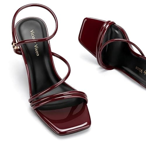 Viciously Vixen Women's Strappy Kitten Heels Square Open Toe Sandals Party Wedding Ankle Strap Shoes thumbnail 4