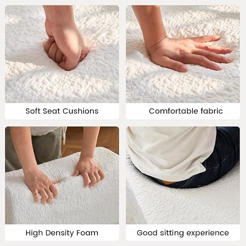 ADORZ Sectional Couches for Living Room, Cloud Couch Modular Sectional Sofa with Pillow, 2-Seat Boneless Couch for Living Room, Bedroom, No Assembly Required, White thumbnail 4