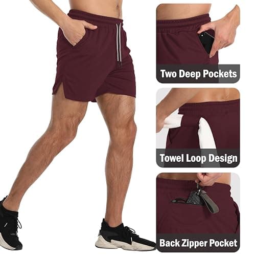 Aolesy Men's Gym Workout Shorts 5" - Large thumbnail 3
