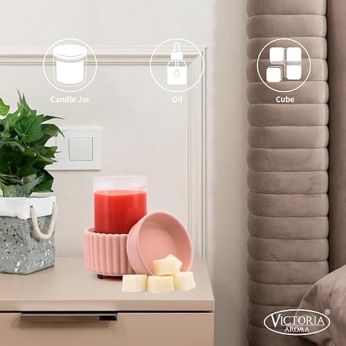 VICTORIA AROMA Ceramic Wax Melter 3-in-1 Candle Warmer for Scented Wax - Electric Fragrance Burner for Home, Office, Bedroom - Gift & Décor（Pink） thumbnail 5