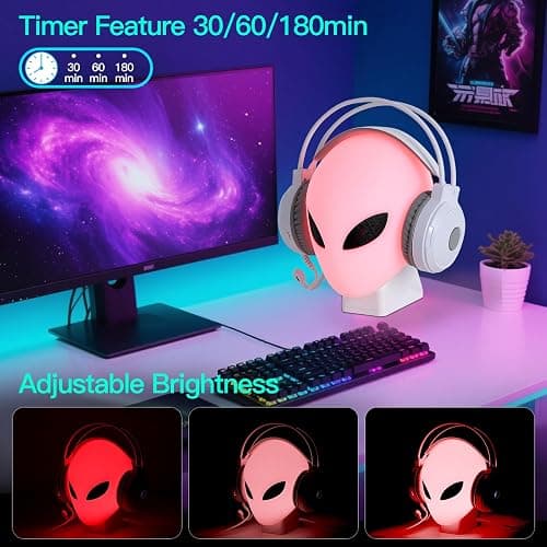 FancyMay RGB Headphone Stand with Music Rhythm Light, 8-Color LED Gaming Headset Holder with USB & Type-C Charging Ports, Voice-Activated Light for PC Desk Setup, Gamer Gifts for Men & Boys thumbnail 7
