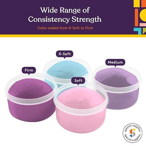 Special Supplies Therapy Putty for Kids and Adults - Resistive Hand Exercise Stress Relief Therapy Putty Kit, Set of 4 Strengths, Three Ounces of Each Putty thumbnail 2