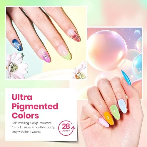 Beetles Gel Nail Polish Set - Fourfold Grace Collection, 25 Colors Baby Blue Biush Pink Gel Polish Set Spring Colors with Base Top Coat Soak off UV Gel DIY Nail Art Manicure Gift for Women thumbnail 3
