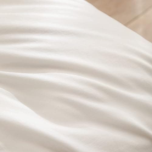 BESTOUCH Duvet Cover Set 100% Washed Cotton Linen Feel Super Soft Comfortable Chic Lightweight 3 PCs Home Bedding Set Solid Off White Queen thumbnail 6