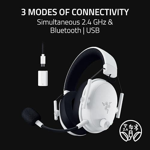 Razer BlackShark V3 Wireless Gaming Headset for PC: 50mm Drivers - Super Wideband Mic - 2.4 GHz, Bluetooth, USB - Works with Mac, PS5, Nintendo Switch, Smartphone - 70 Hr Battery - White thumbnail 6