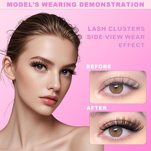 Lash Clusters Wispy 80D Eyelash Clusters D Curly 12-20MM Mix Length Cluster Eyelash Extensions Thick Volume Individual Lashes Clusters DIY Eye Lash Extension 3D Eyelashes Clusters at Home By MOONKALI thumbnail 3