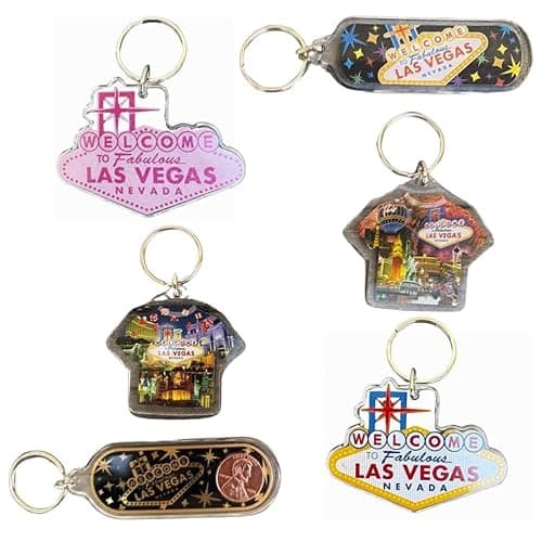 SNCO Las Vegas Souvenir Keychains – 6-Pack Gift Set with Lucky Penny, T-Shirt Shape & Iconic Welcome Sign Designs - Image 1
