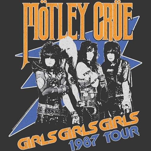 Motley Crue Rock Band Girls '87 Tour Mens Short Sleeve T Shirt 80s Vintage Style Graphic Tee thumbnail 2