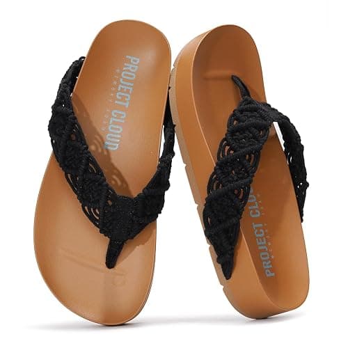 Project Cloud Womens Sandals – Comfortable Crochet Flip Flops for Women with Memory Foam Insole – Lightweight Fashion Sandals for Women 2025 – Womens Flip Flops for Summer (Hammock) - Image 1