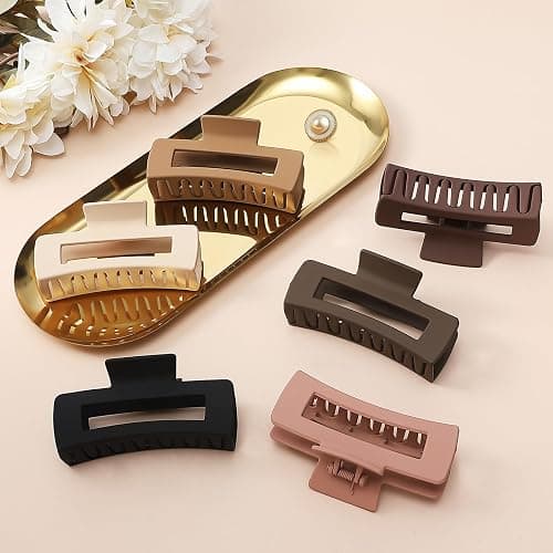 Sisiaipu 4 Inch Big Hair Claw Clips 6 Pcs Large Claw for Thick Hair Square Hair Clips for Women Rectangle Hair Clips Nonslip Acrylic Banana Jaw Clips Hair Accessories for Girls (Coffee) thumbnail 5