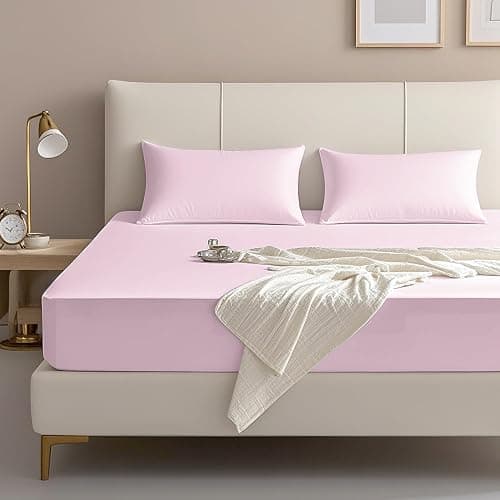 FreshCulture Full Fitted Sheet Only – Premium Hotel-Quality Fitted Sheet for Full Bed – Ultra Soft & Breathable Brushed Microfiber – Elegant Black Box Packaging (Pink) thumbnail 2
