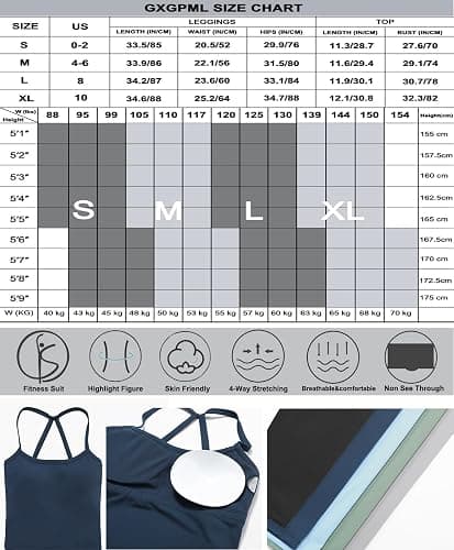 GXGPML Women 2 Piece Workout Sets (2025 NEW) Yoga Outfit Open Back Tank Top High Waisted Leggings Gym Sets Tracksuits thumbnail 5