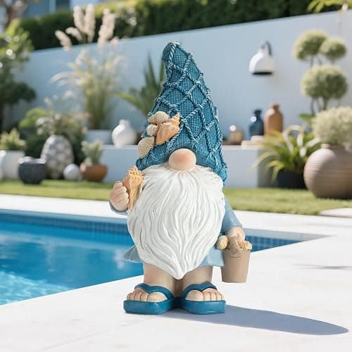 Etlemonde Beach Gnomes Statues,Ocean Gnomes,Nautical Themes Decoration,Beach, Gnome Carrying a Bucket thumbnail 5