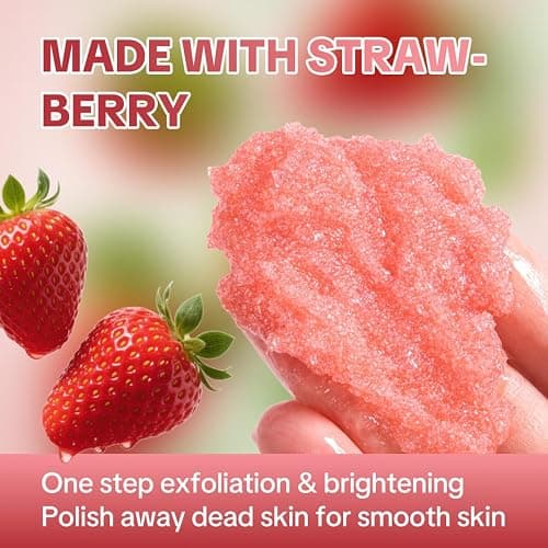 Herbicos Strawberry Body Scrub with Retinol & Vitamin C - Exfoliating & Moisturizing Sugar and Sea Salt Scrub for Smooth, Glowing Skin - Improves Dry Skin - 14.1 oz (600g) thumbnail 6