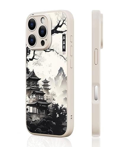 FEWGEY Silicone Phone Case for iPhone 16 Pro Max Compatible with Magsafe, White Kyoto Cute Anime Japanese Design Magnetic Shock Proof Heavy-Duty Protection for Men Boys Women Girls thumbnail 4