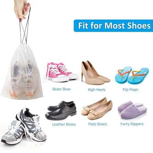 COIDEA, Waterproof Travel Drawstring Shoe Bags for Packing, Storage, Travel Essentials for Men and Women, 15.7 x 11.8 inches, Clear, 5 pieces thumbnail 5