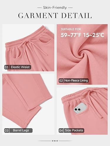 ATHMILE Barrel Sweatpants Women Fall Fashion Wide Leg Pants 2025 Baggy Lounge Comfy Flowy Sweat Pants with Pockets thumbnail 4