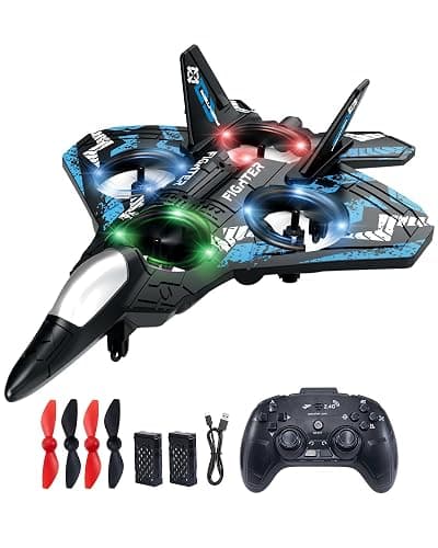 JoyRapt Drones for Kids Form RC Plane, Remote Control Airplane, Aircrafts Toys for Boys, Jet Helicopter Drones with LED Lights 360° Flip, Gifts for 6 8 10 Year Old Boys, 2 Rechargeable Batteries - Image 1
