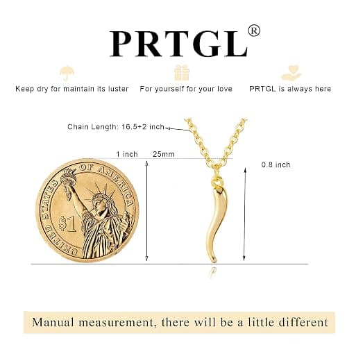 PRTGL Dainty Gold Necklace: 14k Gold Plated Dianty Boots Bow Sun Moon Horse Evil Eye Conch Seahorse Necklace for Women 16.5"+2" thumbnail 6